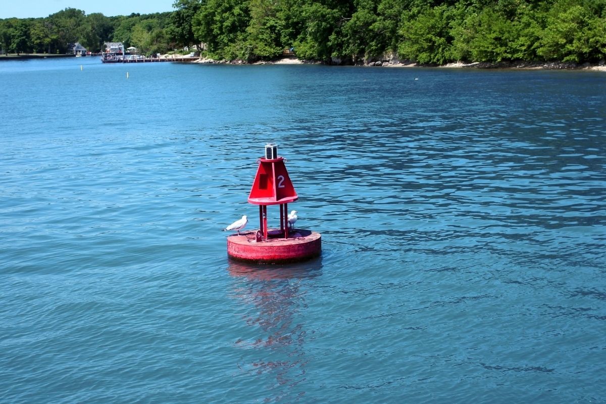red can shaped buoy mark